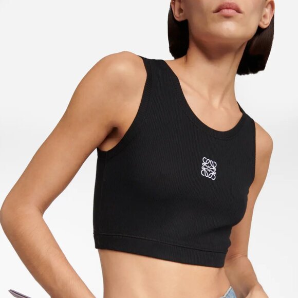Anagram Cotton Blend Crop Top in Black M - Picture 1 of 5